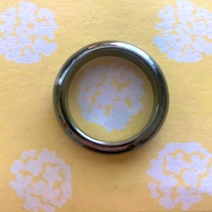 Dark silver metallic ring, size 9, never worn.